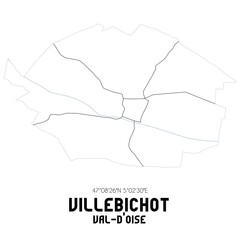 VILLEBICHOT Val-d'Oise. Minimalistic street map with black and white lines.