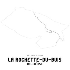 LA ROCHETTE-DU-BUIS Val-d'Oise. Minimalistic street map with black and white lines.