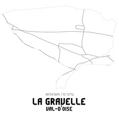 LA GRAVELLE Val-d'Oise. Minimalistic street map with black and white lines.