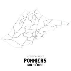 POMMIERS Val-d'Oise. Minimalistic street map with black and white lines.