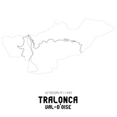 TRALONCA Val-d'Oise. Minimalistic street map with black and white lines.