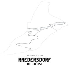 RAEDERSDORF Val-d'Oise. Minimalistic street map with black and white lines.