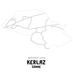 KERLAZ Somme. Minimalistic street map with black and white lines.