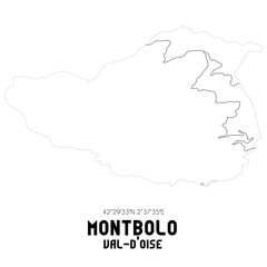 MONTBOLO Val-d'Oise. Minimalistic street map with black and white lines.