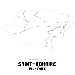 SAINT-BOHAIRE Val-d'Oise. Minimalistic street map with black and white lines.