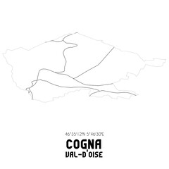 COGNA Val-d'Oise. Minimalistic street map with black and white lines.