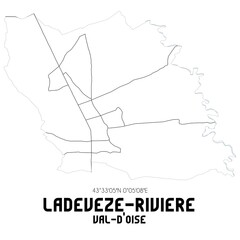 LADEVEZE-RIVIERE Val-d'Oise. Minimalistic street map with black and white lines.