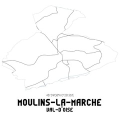 MOULINS-LA-MARCHE Val-d'Oise. Minimalistic street map with black and white lines.