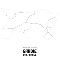 GARDIE Val-d'Oise. Minimalistic street map with black and white lines.