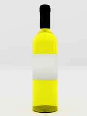 Front view of wine bottle isolated on white background, mockup. 3d rendering.
