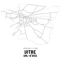 VITRE Val-d'Oise. Minimalistic street map with black and white lines.