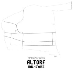 ALTORF Val-d'Oise. Minimalistic street map with black and white lines.