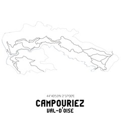 CAMPOURIEZ Val-d'Oise. Minimalistic street map with black and white lines.