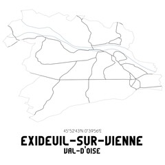 EXIDEUIL-SUR-VIENNE Val-d'Oise. Minimalistic street map with black and white lines.