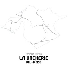 LA VACHERIE Val-d'Oise. Minimalistic street map with black and white lines.