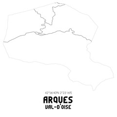 ARQUES Val-d'Oise. Minimalistic street map with black and white lines.
