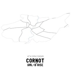 CORNOT Val-d'Oise. Minimalistic street map with black and white lines.