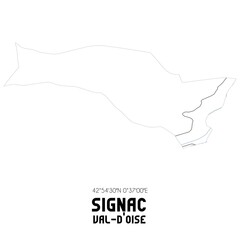 SIGNAC Val-d'Oise. Minimalistic street map with black and white lines.