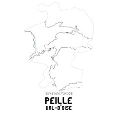 PEILLE Val-d'Oise. Minimalistic street map with black and white lines.