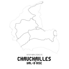 CHAUCHAILLES Val-d'Oise. Minimalistic street map with black and white lines.