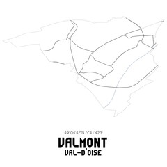 VALMONT Val-d'Oise. Minimalistic street map with black and white lines.