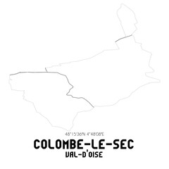 COLOMBE-LE-SEC Val-d'Oise. Minimalistic street map with black and white lines.