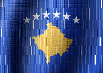 Flag of Kosovo on a textured background. Concept collage.