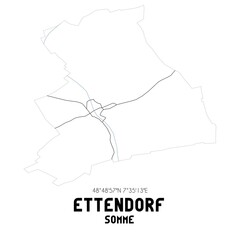 ETTENDORF Somme. Minimalistic street map with black and white lines.
