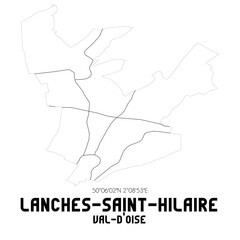 LANCHES-SAINT-HILAIRE Val-d'Oise. Minimalistic street map with black and white lines.