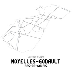 NOYELLES-GODAULT Pas-de-Calais. Minimalistic street map with black and white lines.