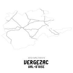 VERGEZAC Val-d'Oise. Minimalistic street map with black and white lines.