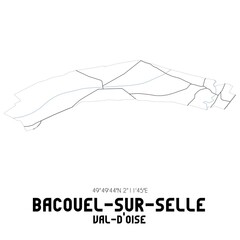 BACOUEL-SUR-SELLE Val-d'Oise. Minimalistic street map with black and white lines.