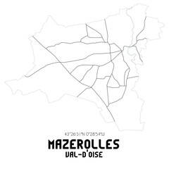 MAZEROLLES Val-d'Oise. Minimalistic street map with black and white lines.