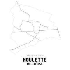 HOULETTE Val-d'Oise. Minimalistic street map with black and white lines.