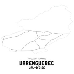 VARENGUEBEC Val-d'Oise. Minimalistic street map with black and white lines.