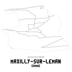 MAXILLY-SUR-LEMAN Somme. Minimalistic street map with black and white lines.