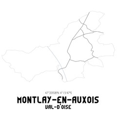 MONTLAY-EN-AUXOIS Val-d'Oise. Minimalistic street map with black and white lines.