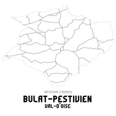 BULAT-PESTIVIEN Val-d'Oise. Minimalistic street map with black and white lines.