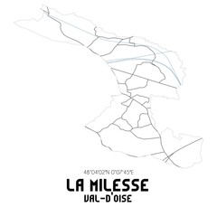 LA MILESSE Val-d'Oise. Minimalistic street map with black and white lines.