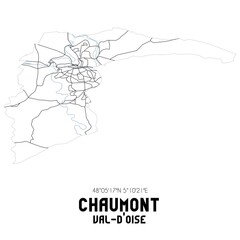 CHAUMONT Val-d'Oise. Minimalistic street map with black and white lines.