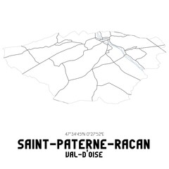 Obraz premium SAINT-PATERNE-RACAN Val-d'Oise. Minimalistic street map with black and white lines.