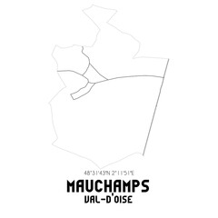 MAUCHAMPS Val-d'Oise. Minimalistic street map with black and white lines.