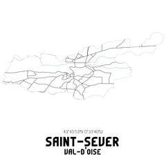 SAINT-SEVER Val-d'Oise. Minimalistic street map with black and white lines.