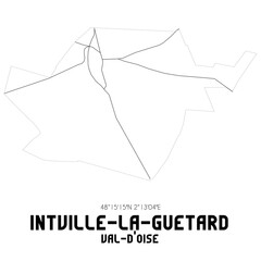 INTVILLE-LA-GUETARD Val-d'Oise. Minimalistic street map with black and white lines.