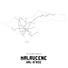 MALAUCENE Val-d'Oise. Minimalistic street map with black and white lines.