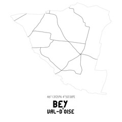 BEY Val-d'Oise. Minimalistic street map with black and white lines.