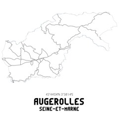 AUGEROLLES Seine-et-Marne. Minimalistic street map with black and white lines.