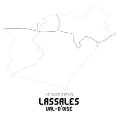 LASSALES Val-d'Oise. Minimalistic street map with black and white lines.