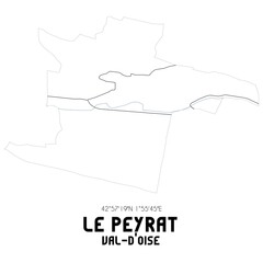 LE PEYRAT Val-d'Oise. Minimalistic street map with black and white lines.
