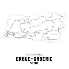 ERGUE-GABERIC Somme. Minimalistic street map with black and white lines.